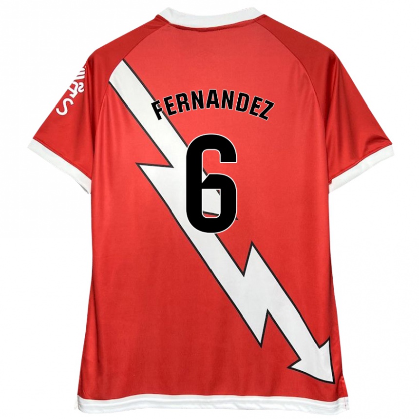 Women Football Paula Fernández #6 White Red Home Jersey 2024/25 T-Shirt Nz