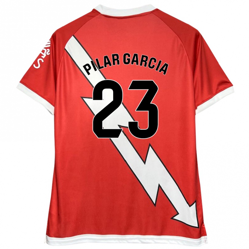 Women Football María Pilar García Villalba #23 White Red Home Jersey 2024/25 T-Shirt Nz