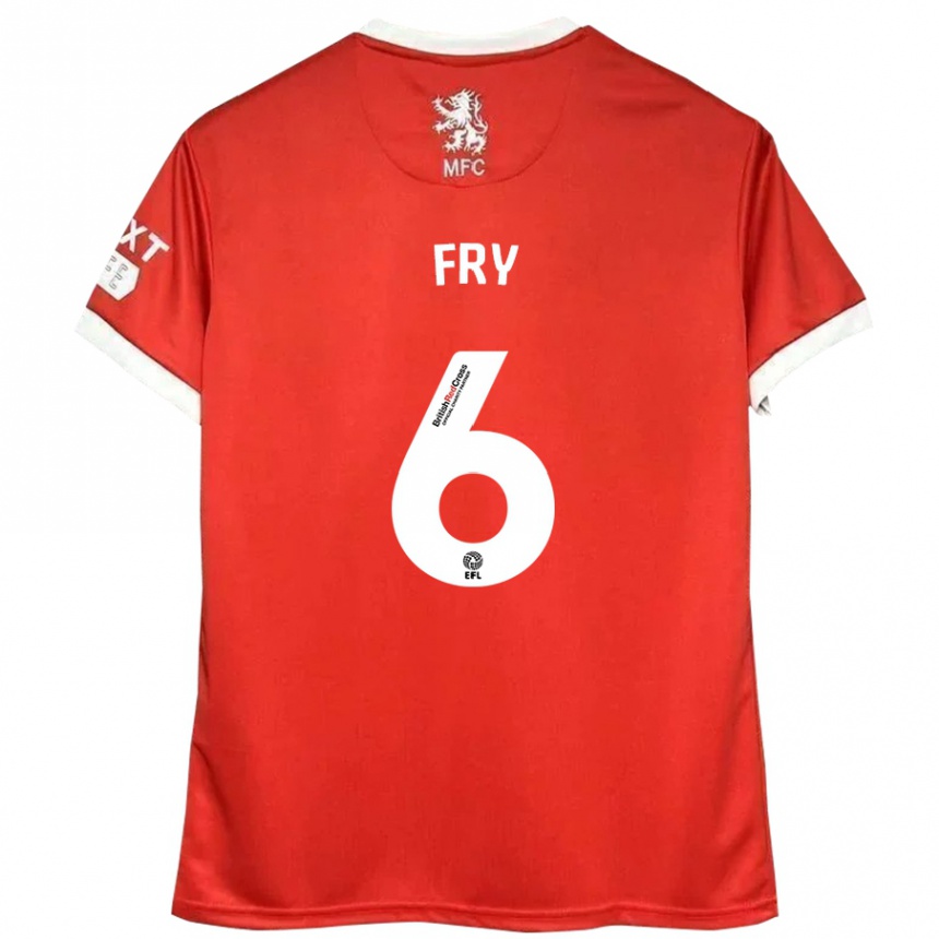 Women Football Dael Fry #6 Red White Home Jersey 2024/25 T-Shirt Nz