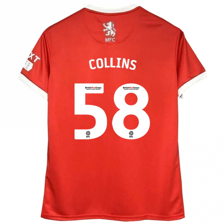 Women Football Sam Collins #58 Red White Home Jersey 2024/25 T-Shirt Nz