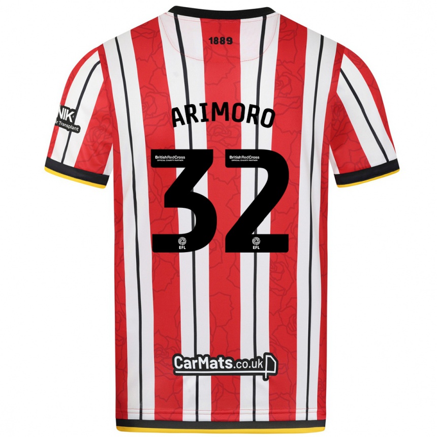 Women Football Juliet Khinde Adebowale-Arimoro #32 Red White Stripes Home Jersey 2024/25 T-Shirt Nz