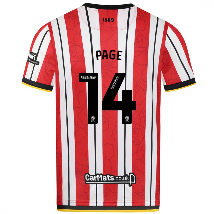 Women Football Olivia Jane Page #14 Red White Stripes Home Jersey 2024/25 T-Shirt Nz