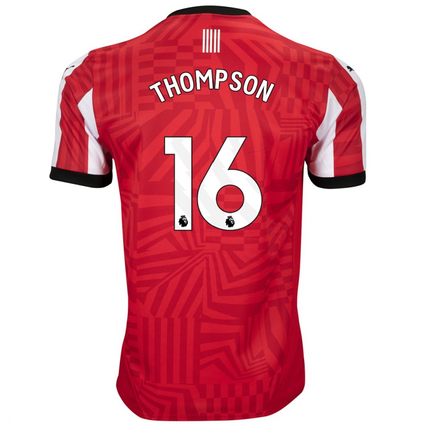 Women Football Emma Thompson #16 Red White Home Jersey 2024/25 T-Shirt Nz