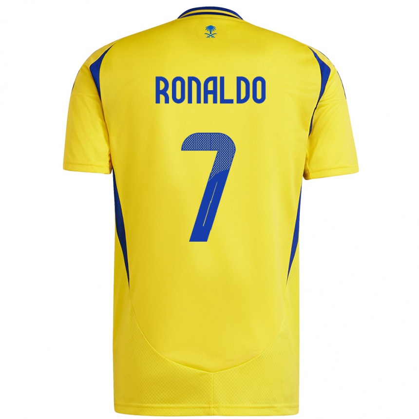 Women Football Cristiano Ronaldo #7 Yellow Blue Home Jersey 2024/25 T-Shirt Nz