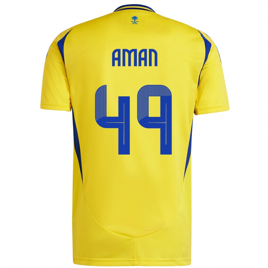 Women Football Awad Aman #49 Yellow Blue Home Jersey 2024/25 T-Shirt Nz