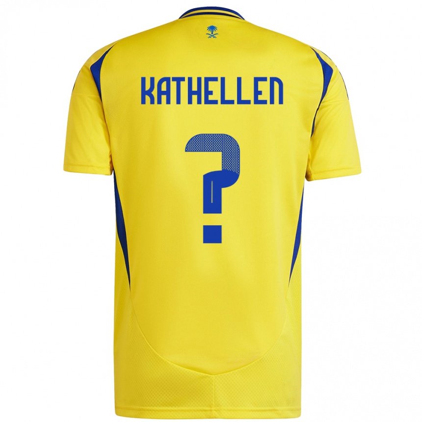 Women Football Kathellen #0 Yellow Blue Home Jersey 2024/25 T-Shirt Nz