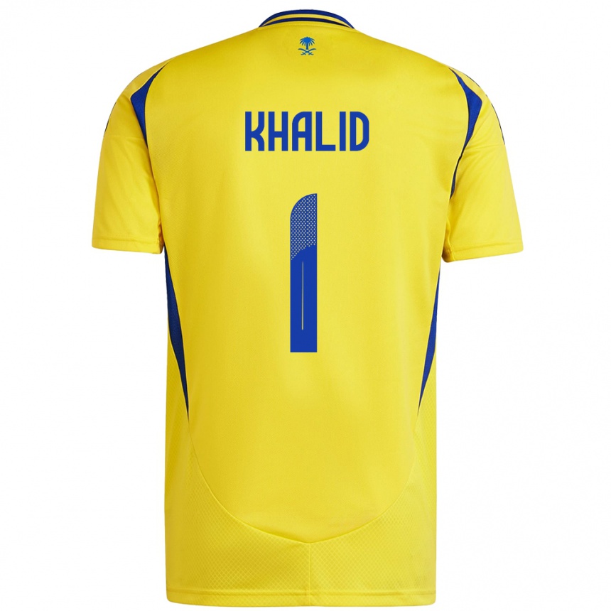 Women Football Sara Khalid #1 Yellow Blue Home Jersey 2024/25 T-Shirt Nz