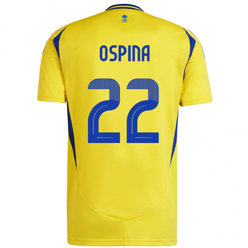 Women Football David Ospina #22 Yellow Blue Home Jersey 2024/25 T-Shirt Nz