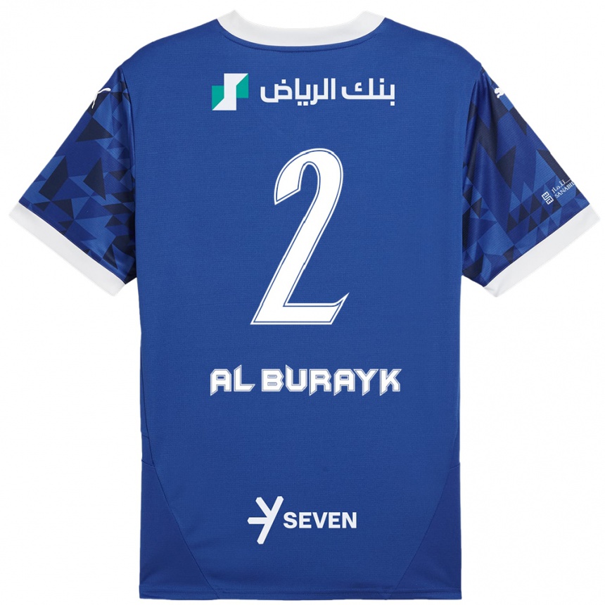 Women Football Mohammed Al-Burayk #2 Dark Blue White Home Jersey 2024/25 T-Shirt Nz