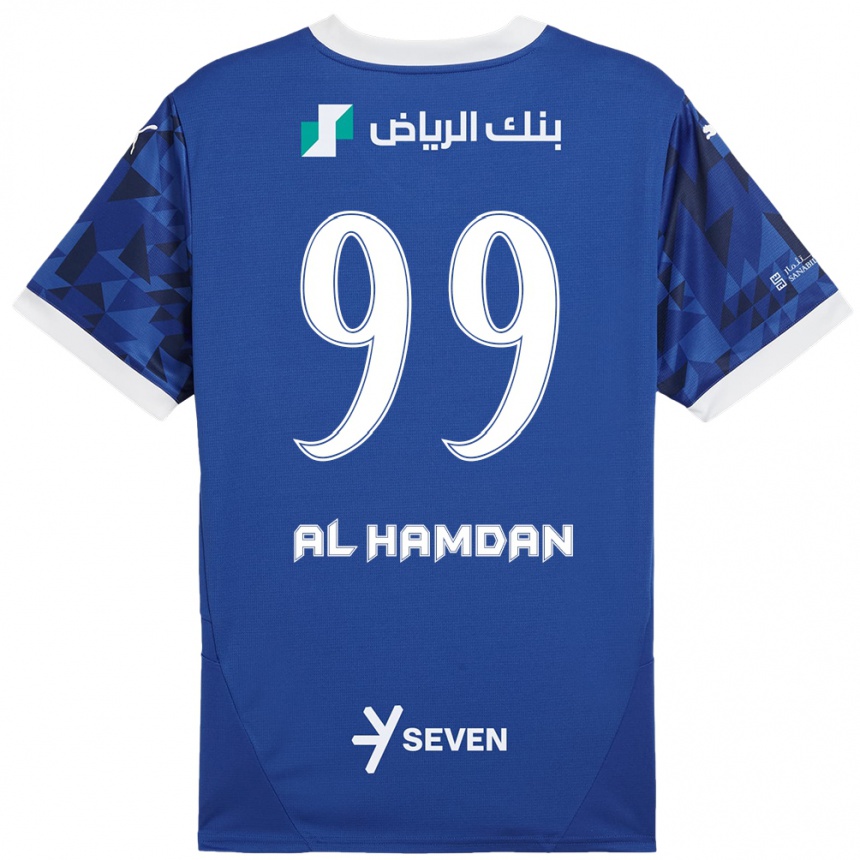 Women Football Abdullah Al-Hamdan #99 Dark Blue White Home Jersey 2024/25 T-Shirt Nz