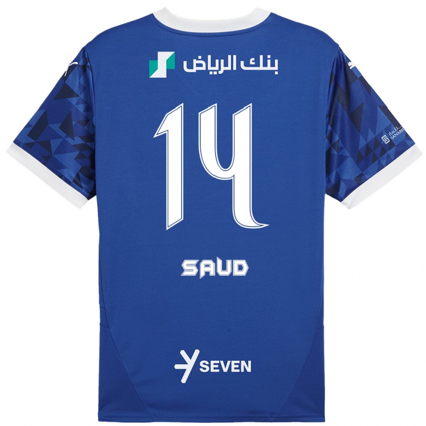 Women Football Nouf Saud #14 Dark Blue White Home Jersey 2024/25 T-Shirt Nz