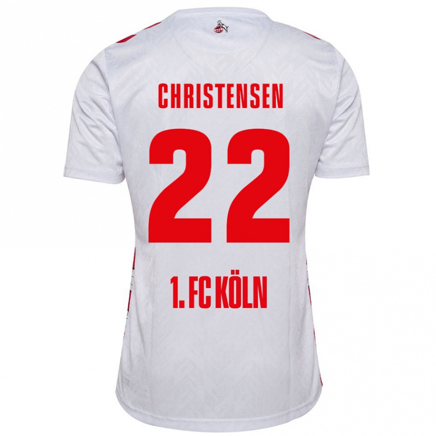 Women Football Jacob Christensen #22 White Red Home Jersey 2024/25 T-Shirt Nz