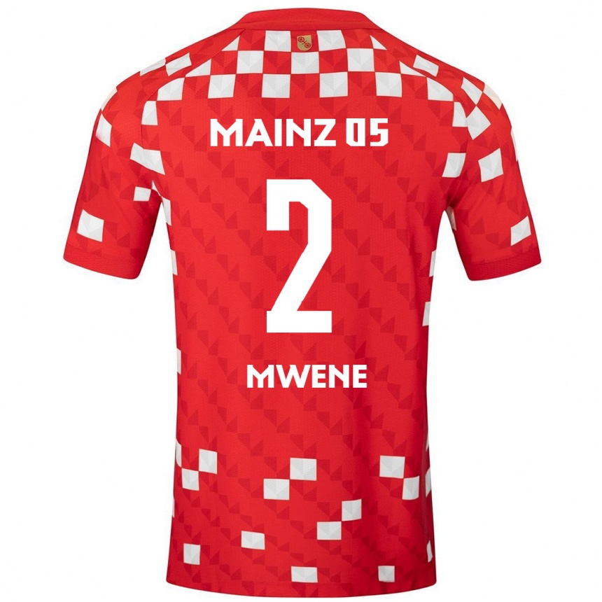 Women Football Phillipp Mwene #2 White Red Home Jersey 2024/25 T-Shirt Nz