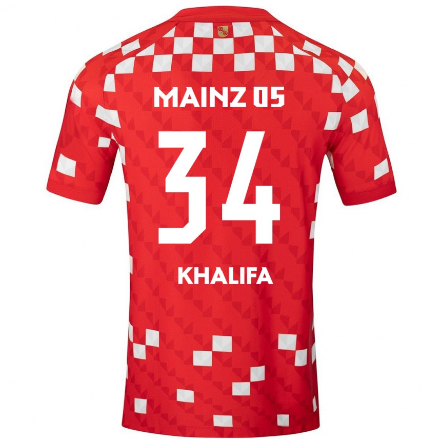 Women Football Sarah Khalifa #34 White Red Home Jersey 2024/25 T-Shirt Nz