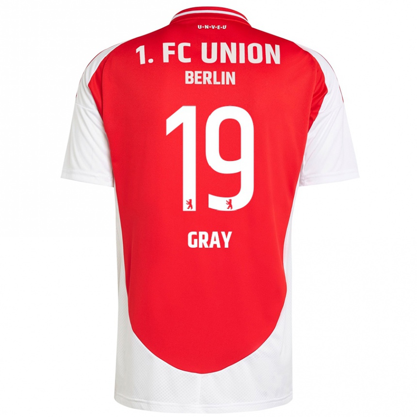 Women Football Mekhi Gray #19 Red White Home Jersey 2024/25 T-Shirt Nz