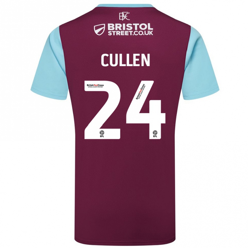 Women Football Josh Cullen #24 Burgundy Sky Blue Home Jersey 2024/25 T-Shirt Nz