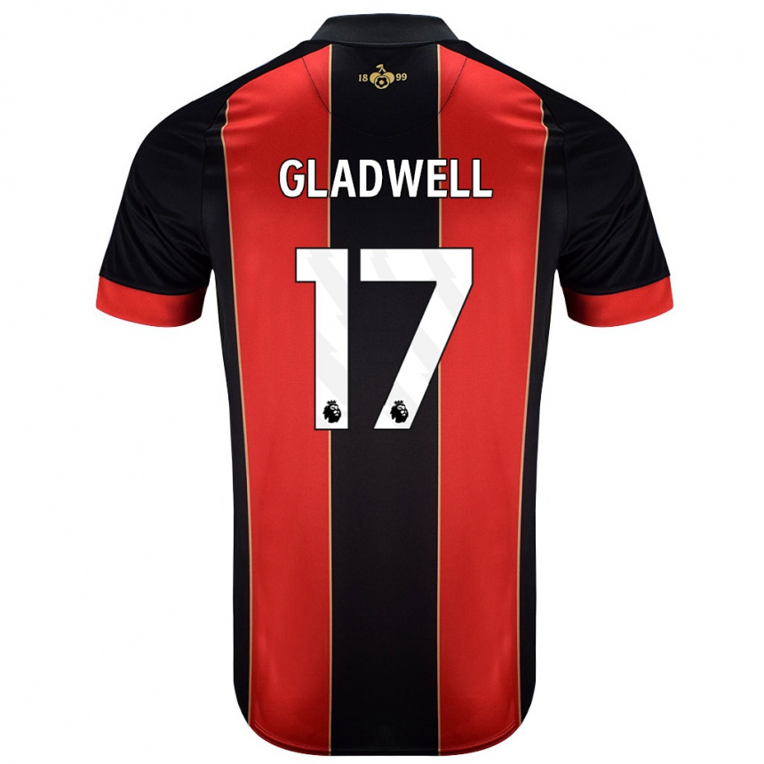 Women Football Molly Gladwell #17 Red Black Home Jersey 2024/25 T-Shirt Nz