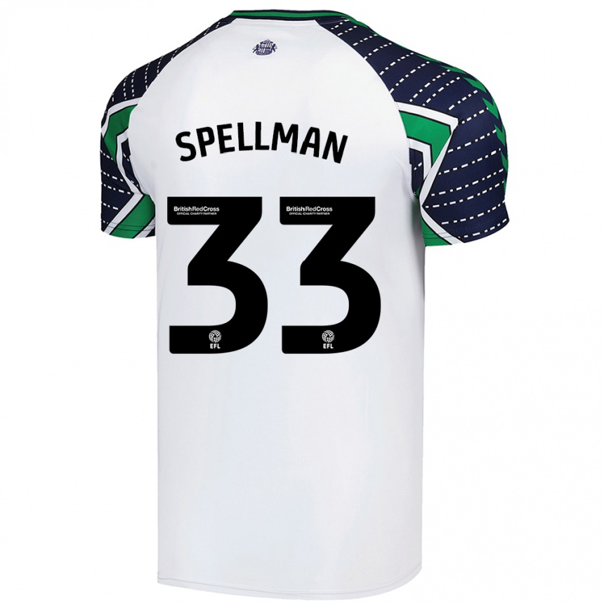 Women Football Michael Spellman #33 White Away Jersey 2024/25 T-Shirt Nz