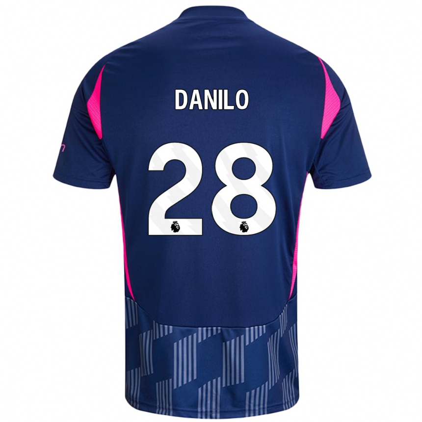 Women Football Danilo #28 Royal Blue Pink Away Jersey 2024/25 T-Shirt Nz