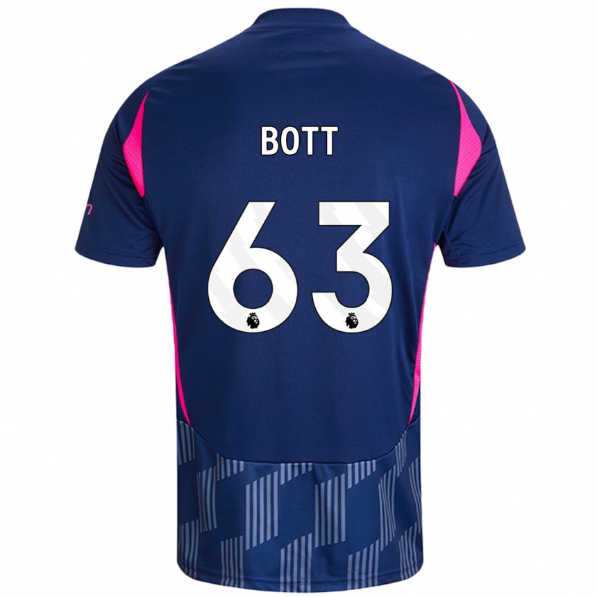 Women Football Aaron Bott #63 Royal Blue Pink Away Jersey 2024/25 T-Shirt Nz