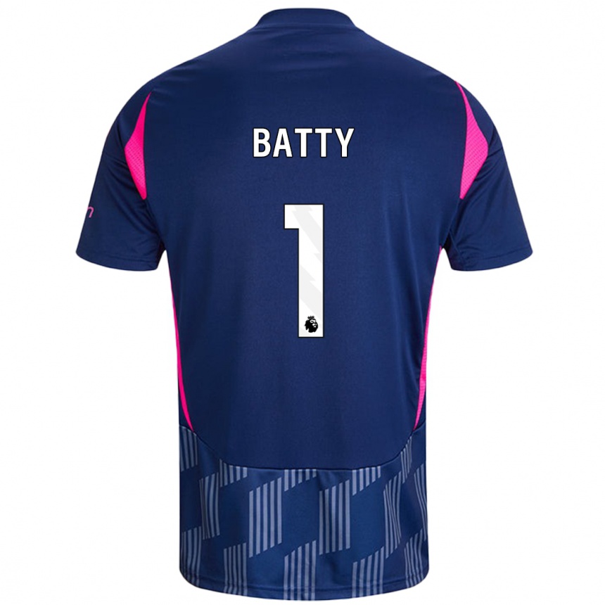 Women Football Emily Batty #1 Royal Blue Pink Away Jersey 2024/25 T-Shirt Nz