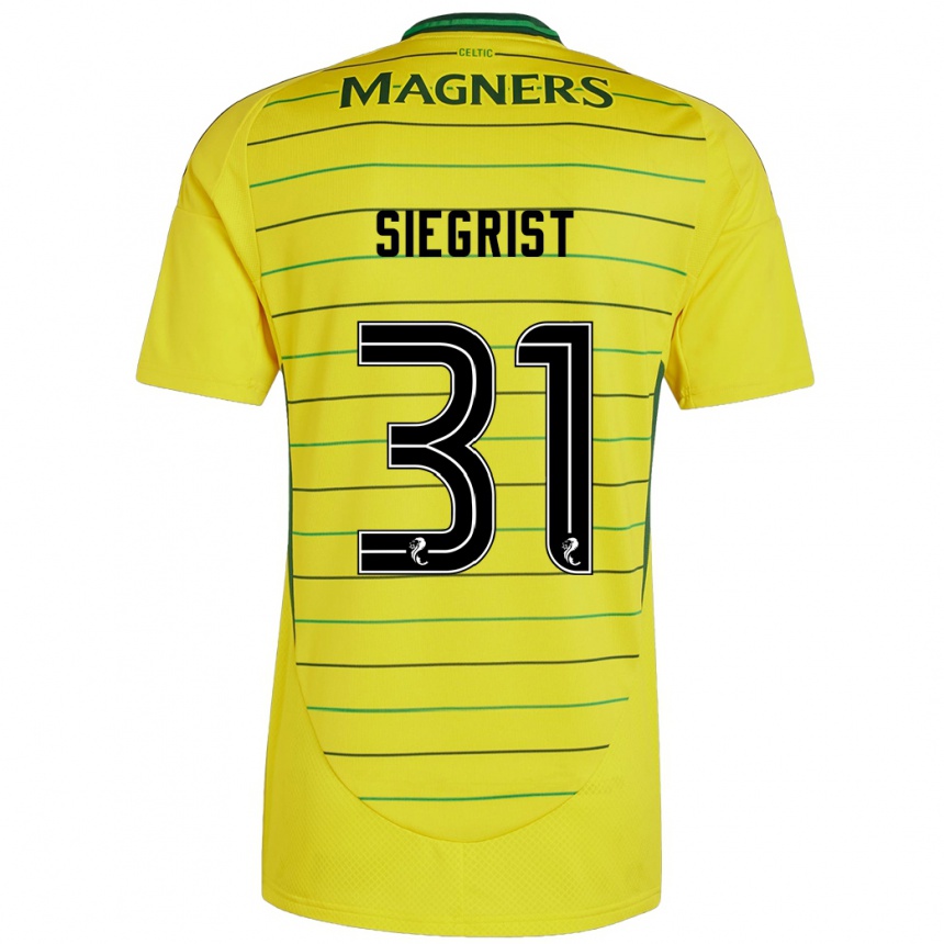 Women Football Benjamin Siegrist #31 Yellow Away Jersey 2024/25 T-Shirt Nz