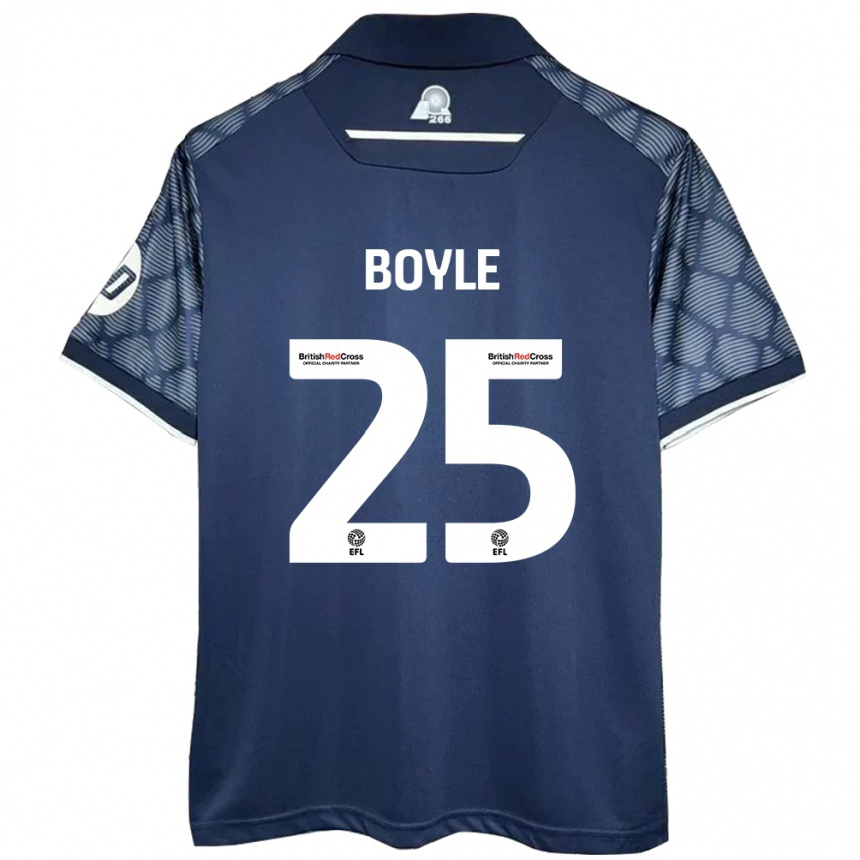 Women Football Will Boyle #25 Black Away Jersey 2024/25 T-Shirt Nz