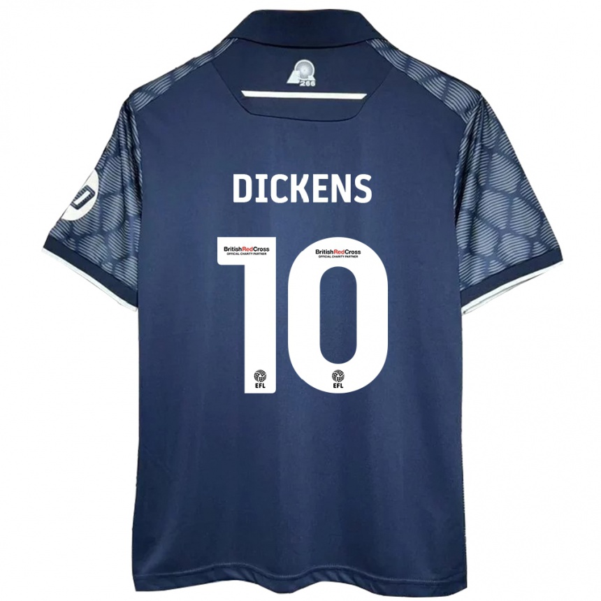 Women Football Tj Dickens #10 Black Away Jersey 2024/25 T-Shirt Nz