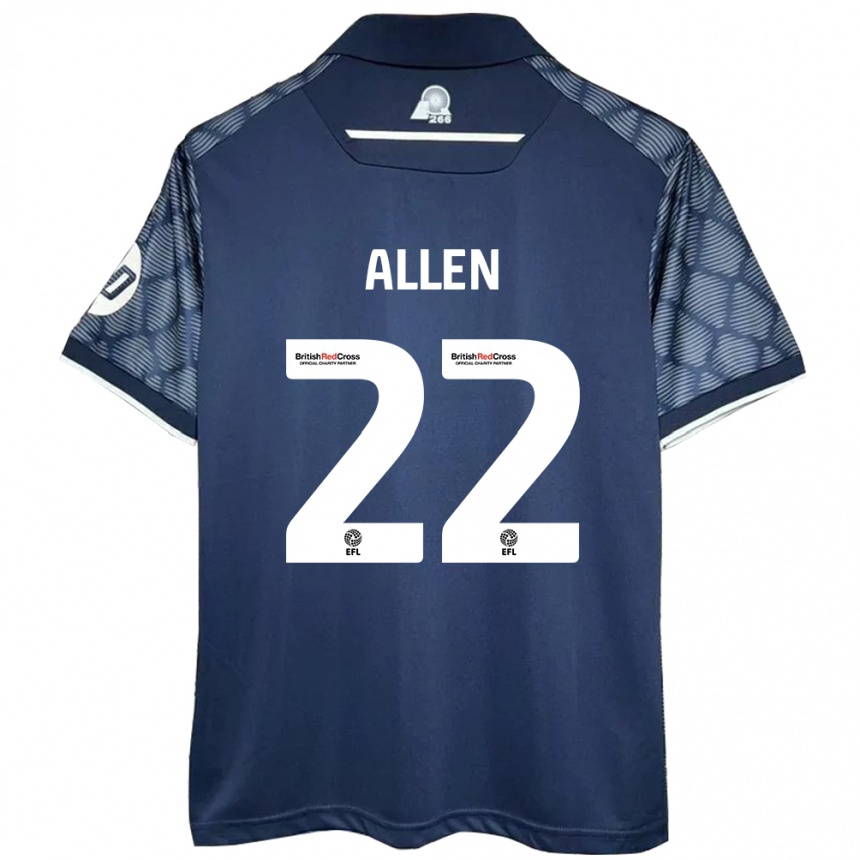 Women Football Keren Allen #22 Black Away Jersey 2024/25 T-Shirt Nz