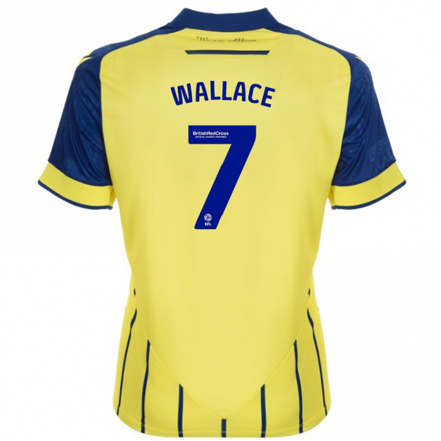 Women Football Jed Wallace #7 Yellow Blue Away Jersey 2024/25 T-Shirt Nz