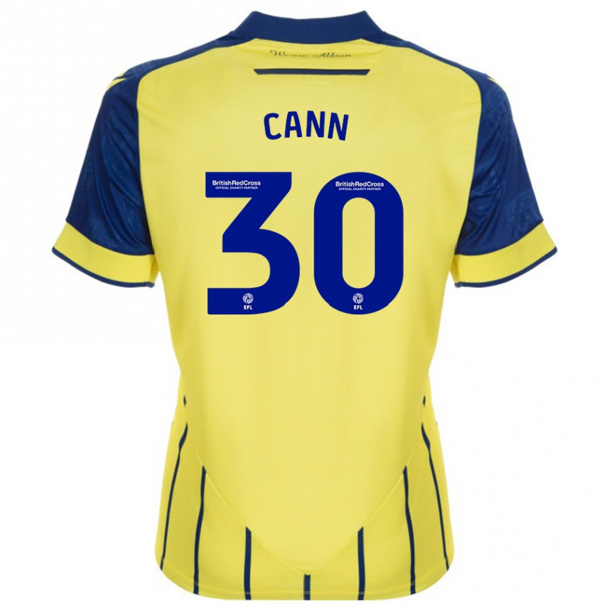 Women Football Ted Cann #30 Yellow Blue Away Jersey 2024/25 T-Shirt Nz