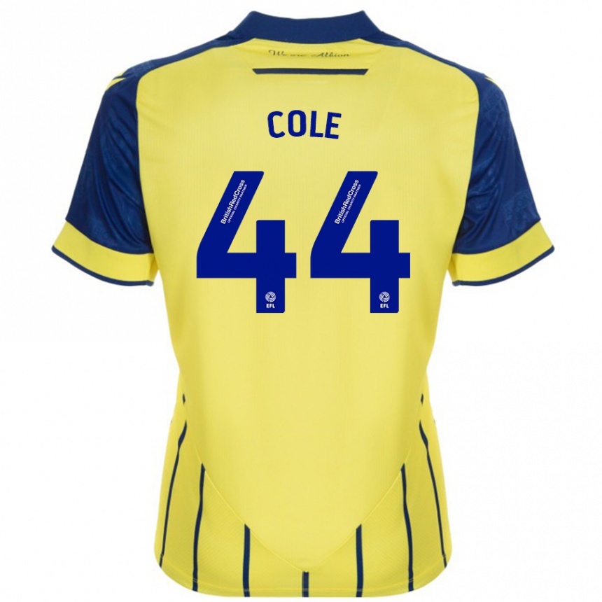 Women Football Devante Cole #44 Yellow Blue Away Jersey 2024/25 T-Shirt Nz