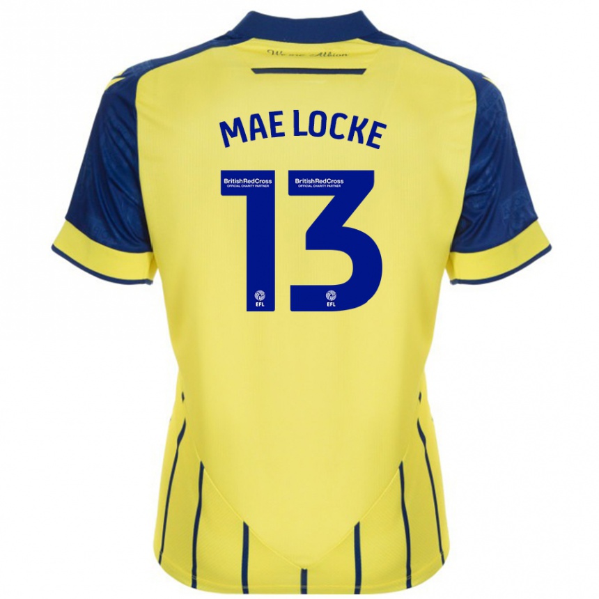 Women Football Ellie Mae Locke #13 Yellow Blue Away Jersey 2024/25 T-Shirt Nz