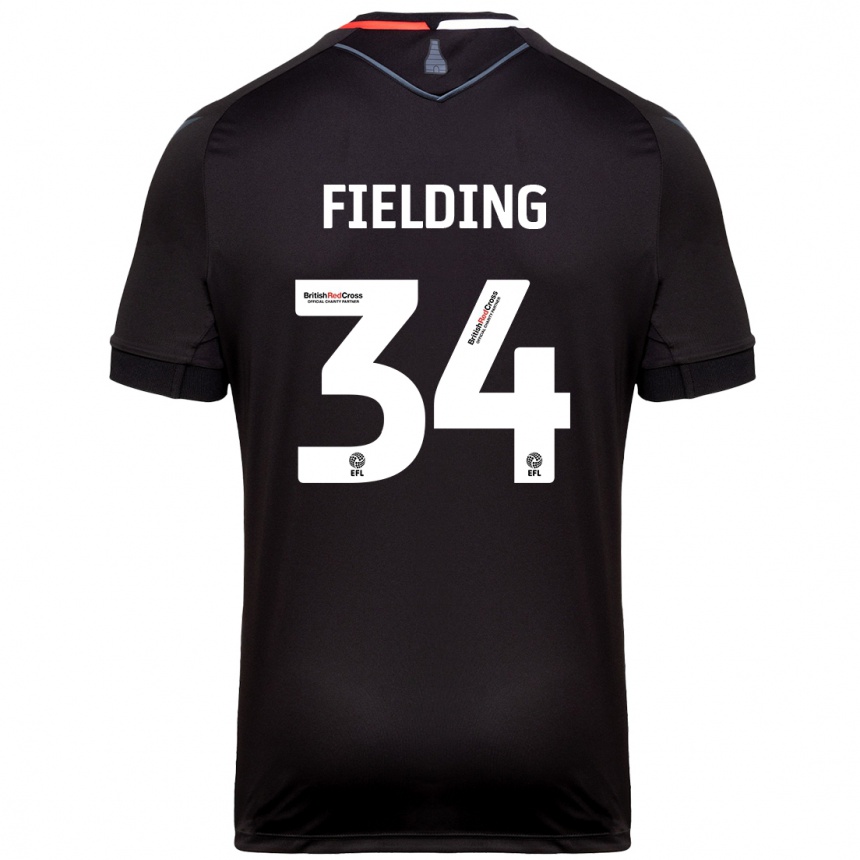 Women Football Frank Fielding #34 Black Away Jersey 2024/25 T-Shirt Nz