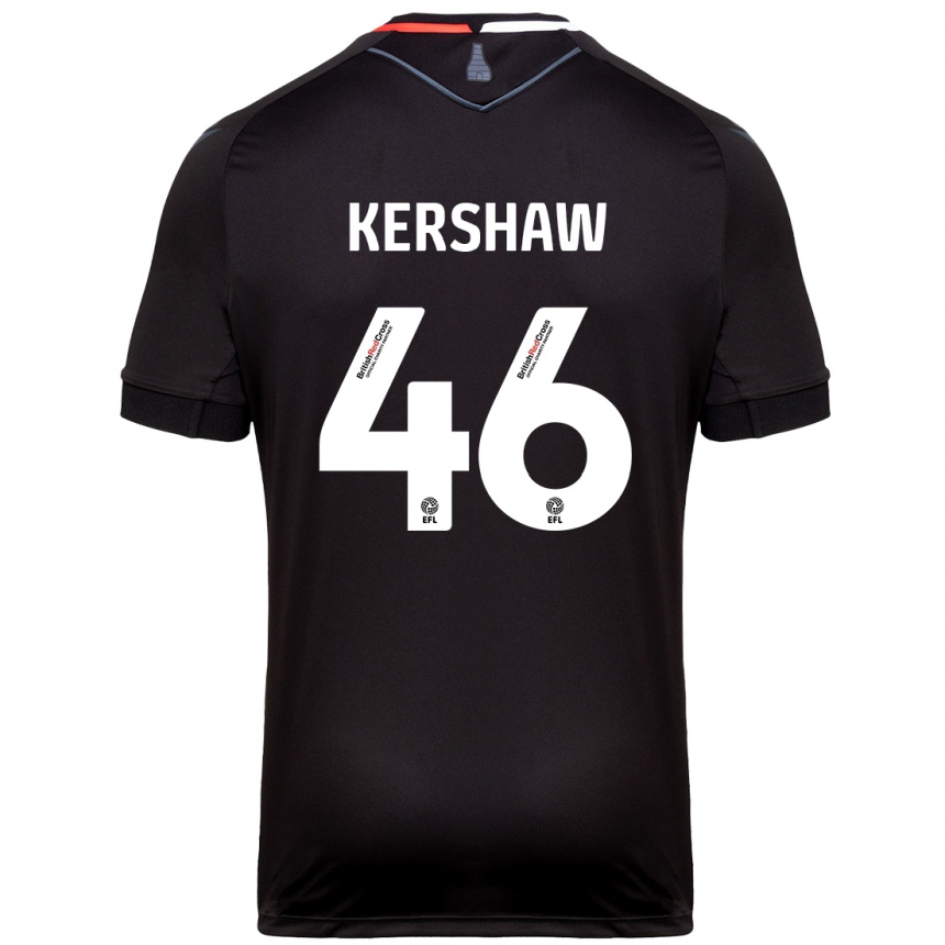 Women Football Ben Kershaw #46 Black Away Jersey 2024/25 T-Shirt Nz