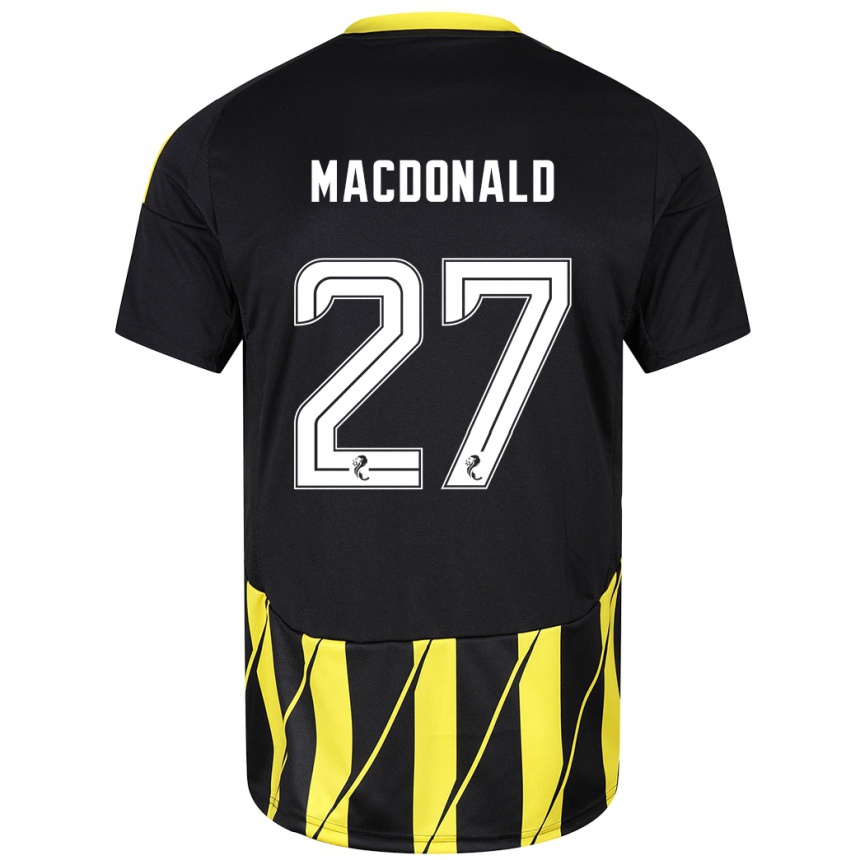 Women Football Angus Macdonald #27 Black Yellow Away Jersey 2024/25 T-Shirt Nz