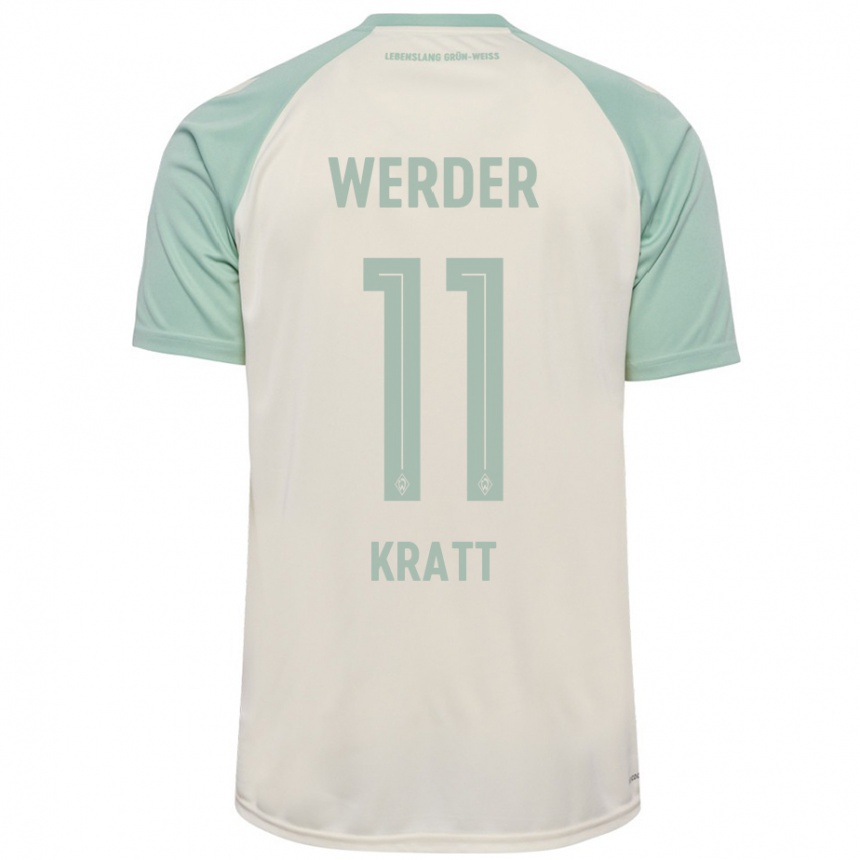 Women Football Ronan Kratt #11 Off-White Light Green Away Jersey 2024/25 T-Shirt Nz