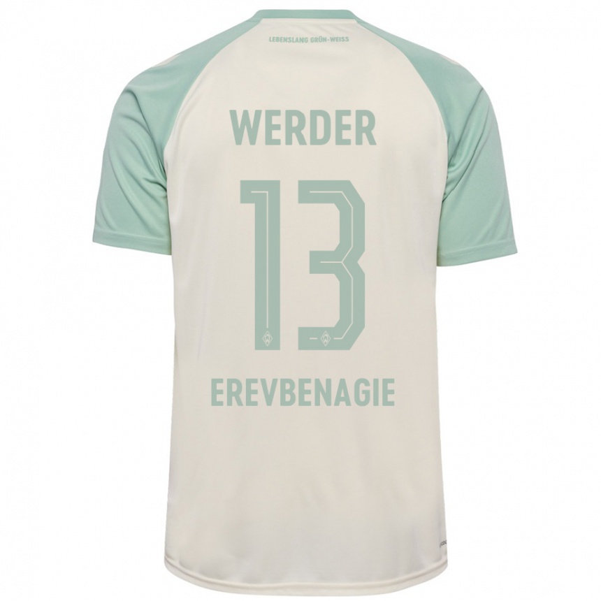 Women Football Paul Erevbenagie #13 Off-White Light Green Away Jersey 2024/25 T-Shirt Nz