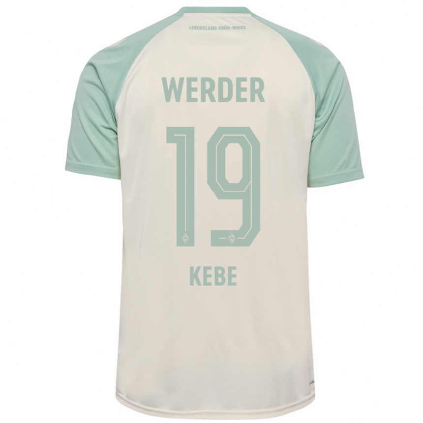 Women Football David Kébé #19 Off-White Light Green Away Jersey 2024/25 T-Shirt Nz