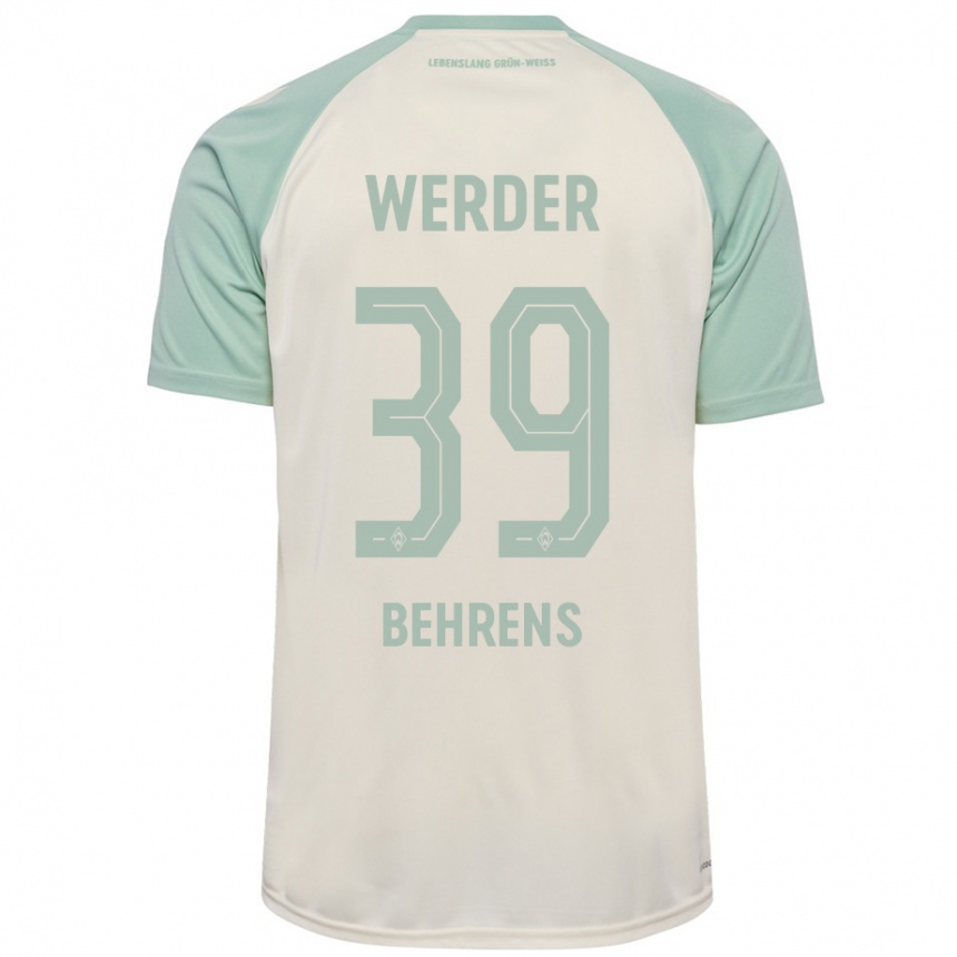 Women Football Jette Behrens #39 Off-White Light Green Away Jersey 2024/25 T-Shirt Nz