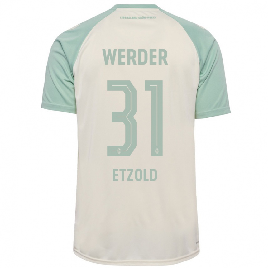 Women Football Hannah Etzold #31 Off-White Light Green Away Jersey 2024/25 T-Shirt Nz