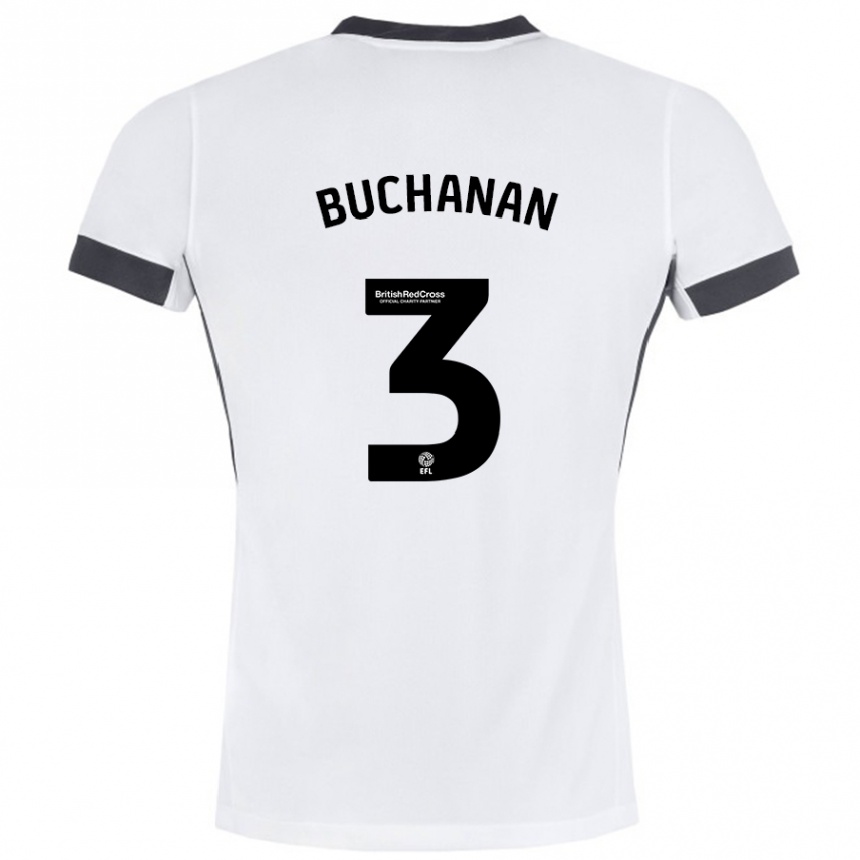 Women Football Lee Buchanan #3 White Black Away Jersey 2024/25 T-Shirt Nz