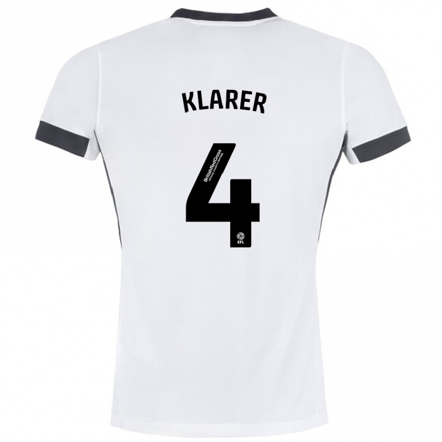 Women Football Christoph Klarer #4 White Black Away Jersey 2024/25 T-Shirt Nz