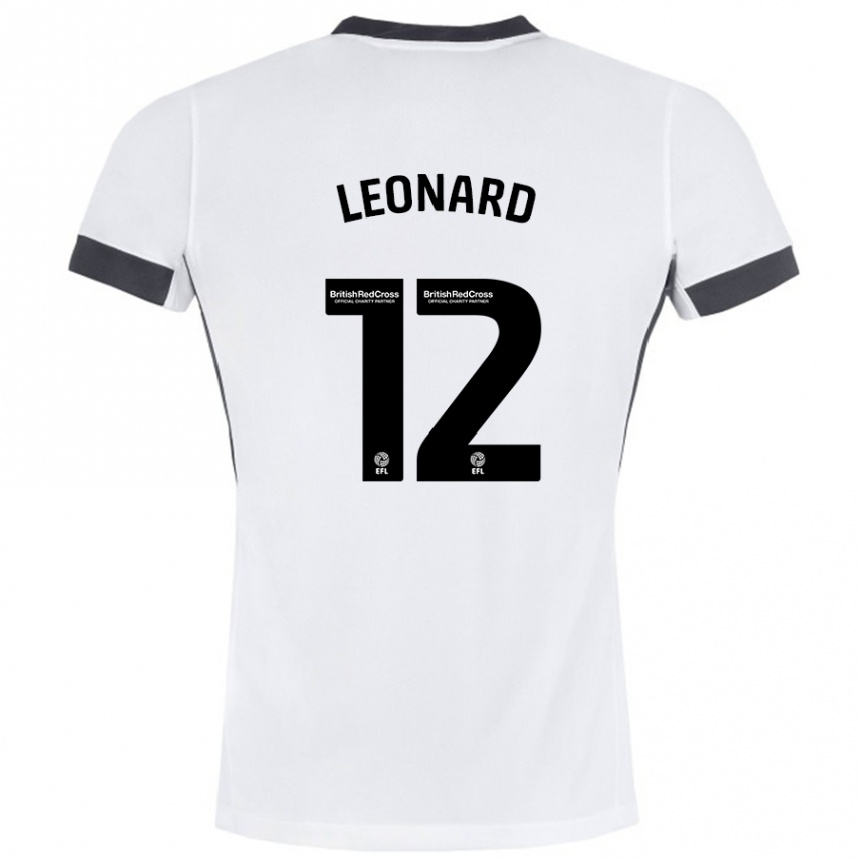 Women Football Marc Leonard #12 White Black Away Jersey 2024/25 T-Shirt Nz