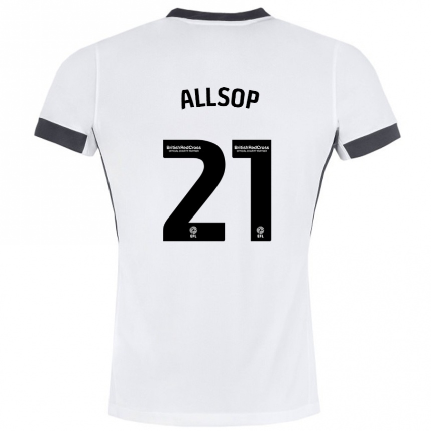 Women Football Ryan Allsop #21 White Black Away Jersey 2024/25 T-Shirt Nz