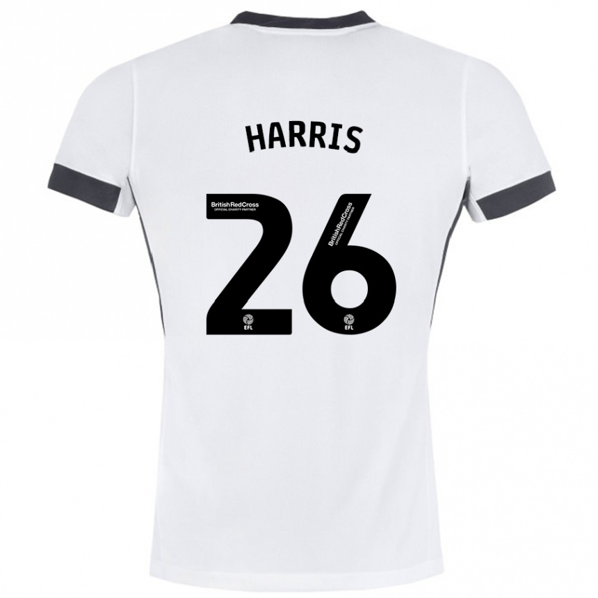 Women Football Luke Harris #26 White Black Away Jersey 2024/25 T-Shirt Nz