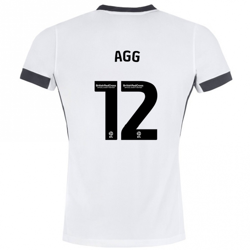 Women Football Lily Agg #12 White Black Away Jersey 2024/25 T-Shirt Nz