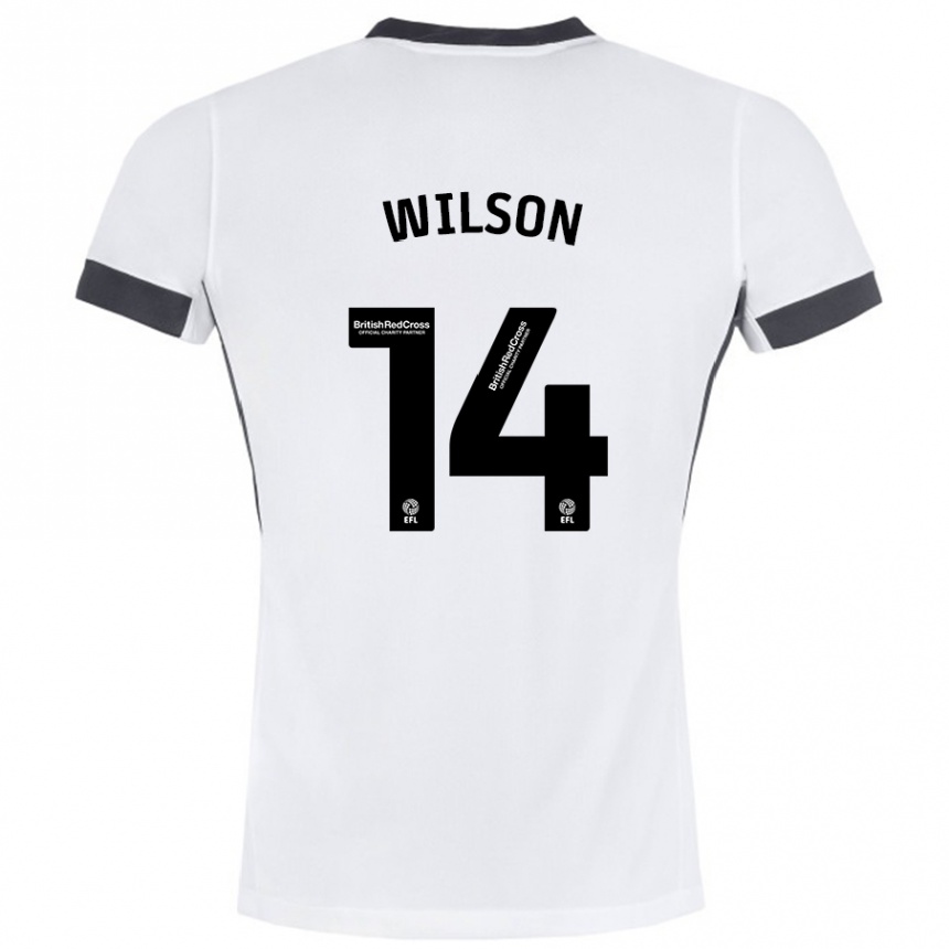 Women Football Siobhan Wilson #14 White Black Away Jersey 2024/25 T-Shirt Nz