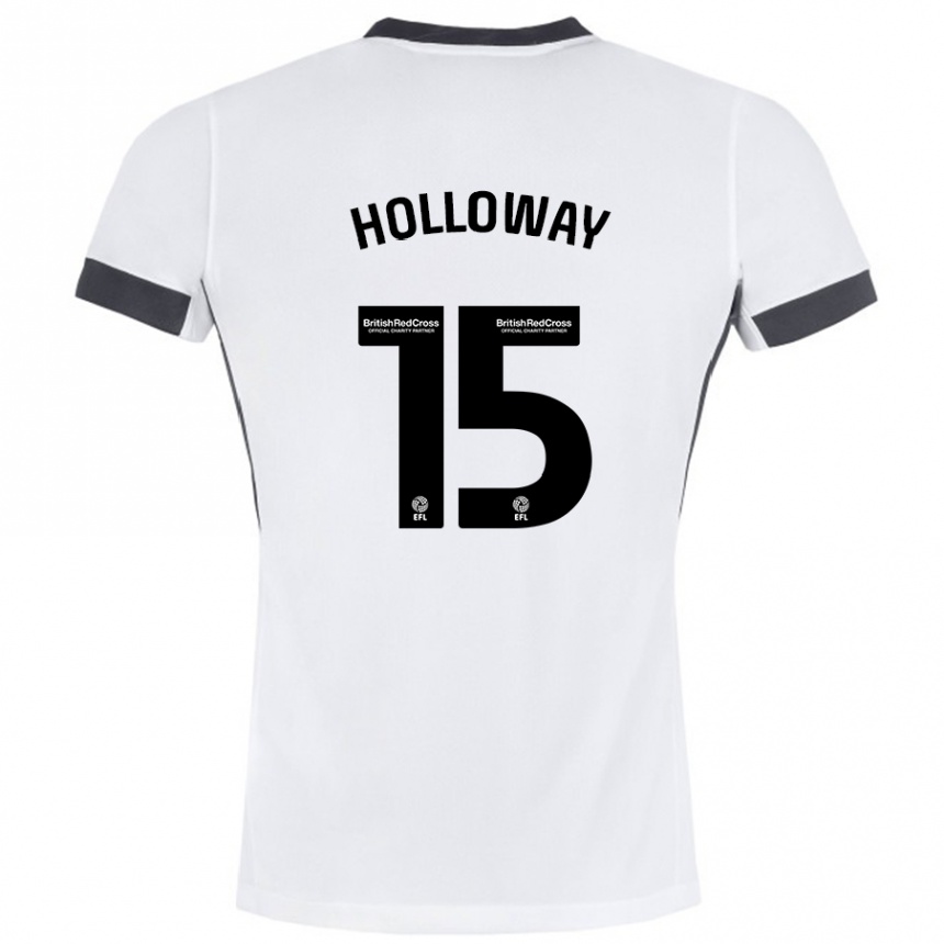 Women Football Rebecca Holloway #15 White Black Away Jersey 2024/25 T-Shirt Nz