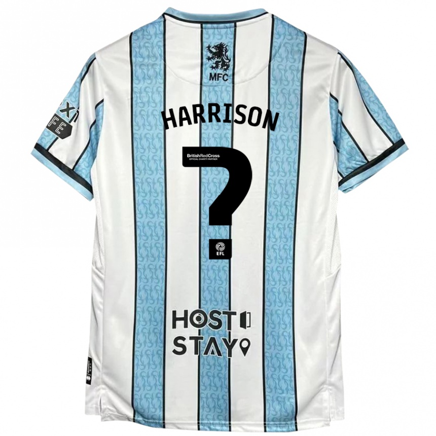 Women Football Lucas Harrison #0 White Blue Away Jersey 2024/25 T-Shirt Nz